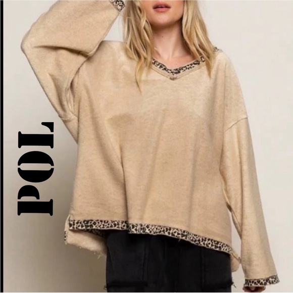 POL ANIMAL PRINT OVERSIZED FRENCH TERRY PULLOVER XL NWOT - Picture 1 of 6